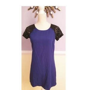 Camilla Tree blue dress with lace shoulder detail